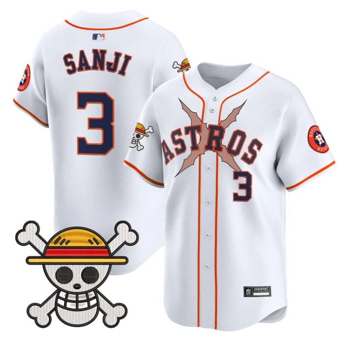 Sanji Jersey #3 Houston Astros One Piece 2025 Vapor Limited Stitched White by My Store