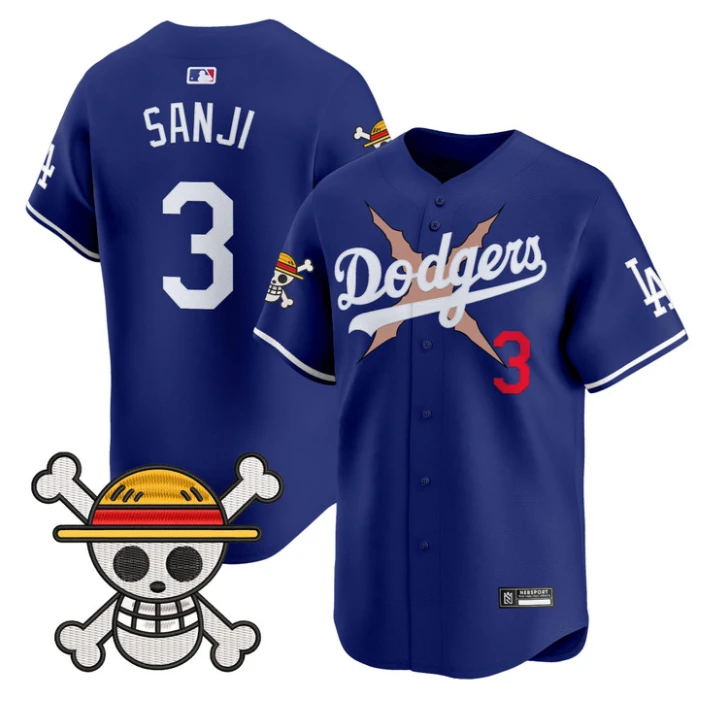Sanji Jersey #3 Los Angeles Dodgers One Piece 2025 Vapor Limited Stitched Royal by My Store