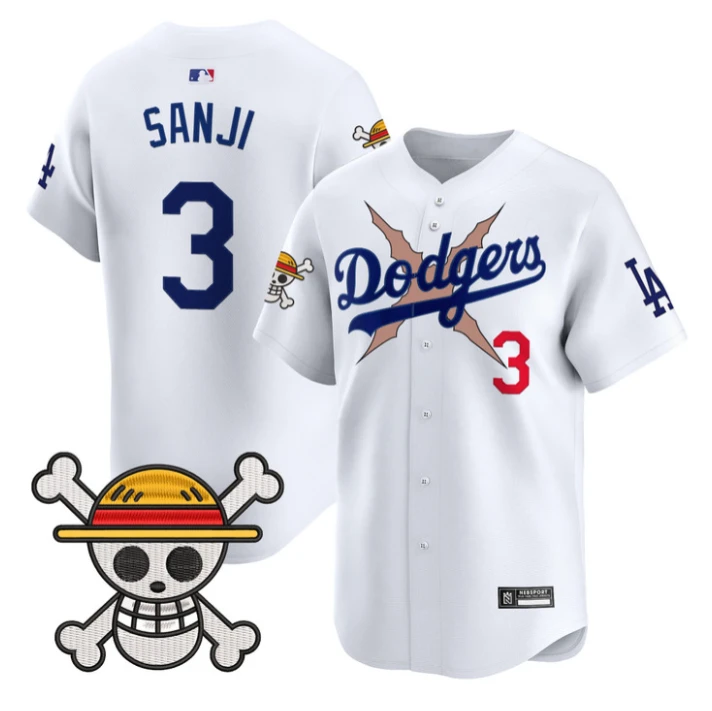 Sanji Jersey #3 Los Angeles Dodgers One Piece 2025 Vapor Limited Stitched White by My Store