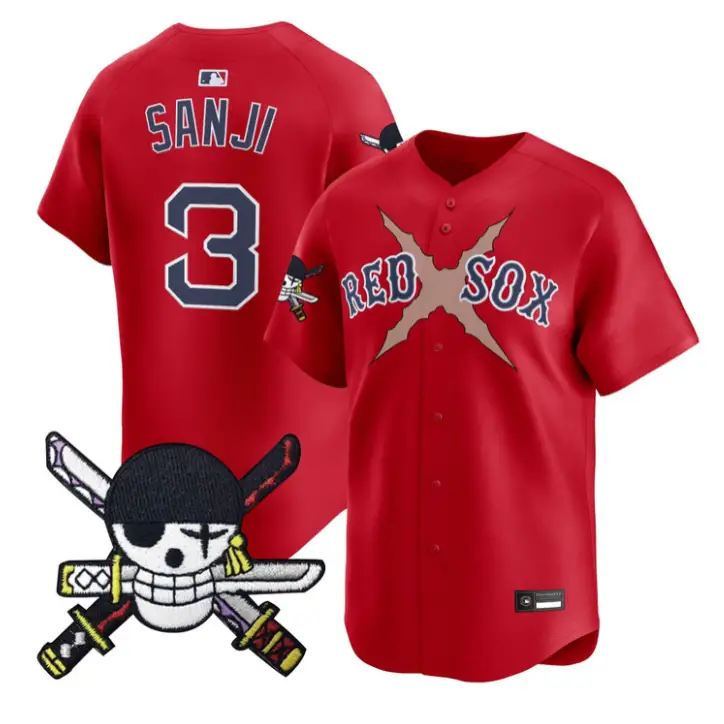Sanji Jersey #3 Boston Red Sox One Piece Zoro Patch Premier Stitched by My Store