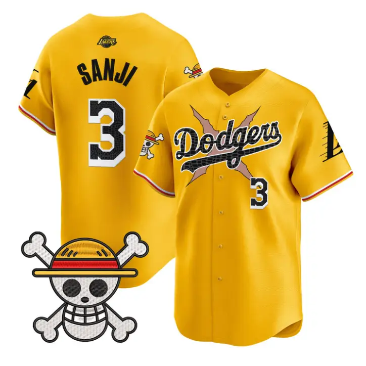 Sanji Jersey #3 Dodgers One Piece Mamba Premier Stitched by My Store