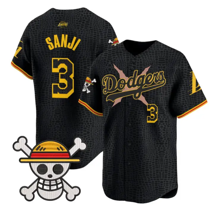 Sanji Jersey #3 Dodgers One Piece Mamba Premier Stitched by My Store