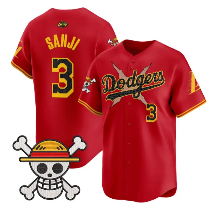 Sanji Jersey #3 Dodgers One Piece Mamba Premier Stitched by My Store