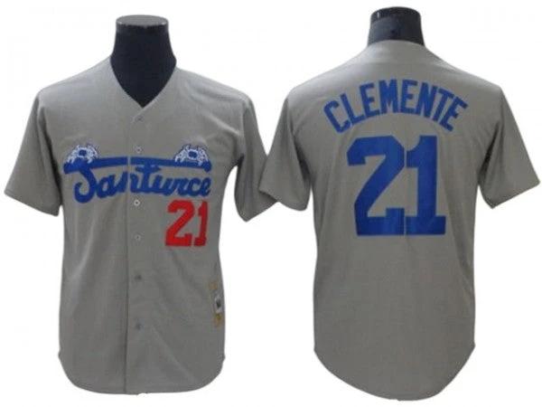 Santurce Crabbers #21 Roberto Clemente Gray Baseball Jersey by My Store
