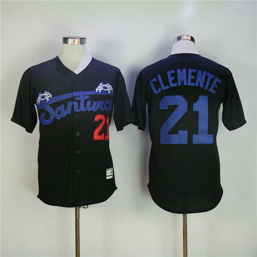 Santurce Crabbers #21 Roberto Clemente Movie Baseball Jersey Black by My Store
