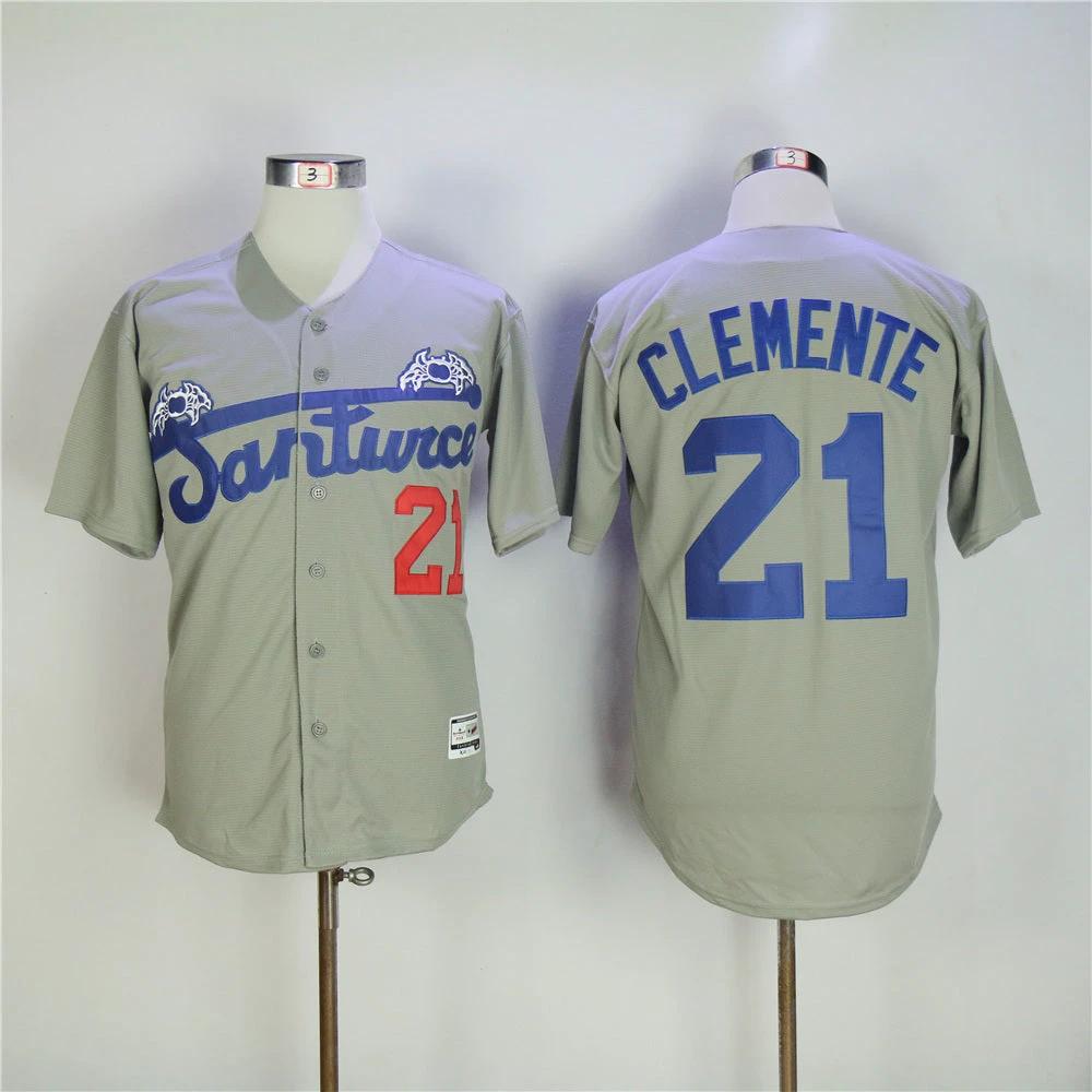 Santurce Crabbers #21 Roberto Clemente Movie Baseball Jersey Grey by My Store