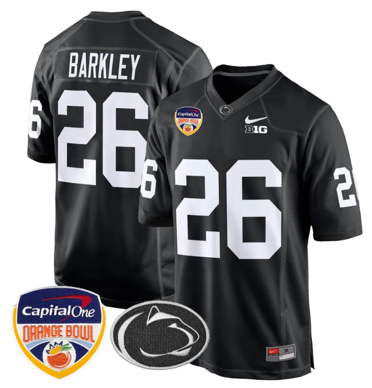 Saquon Barkley Jersey #26 Custom Penn State Orange Bowl Patch Black by My Store