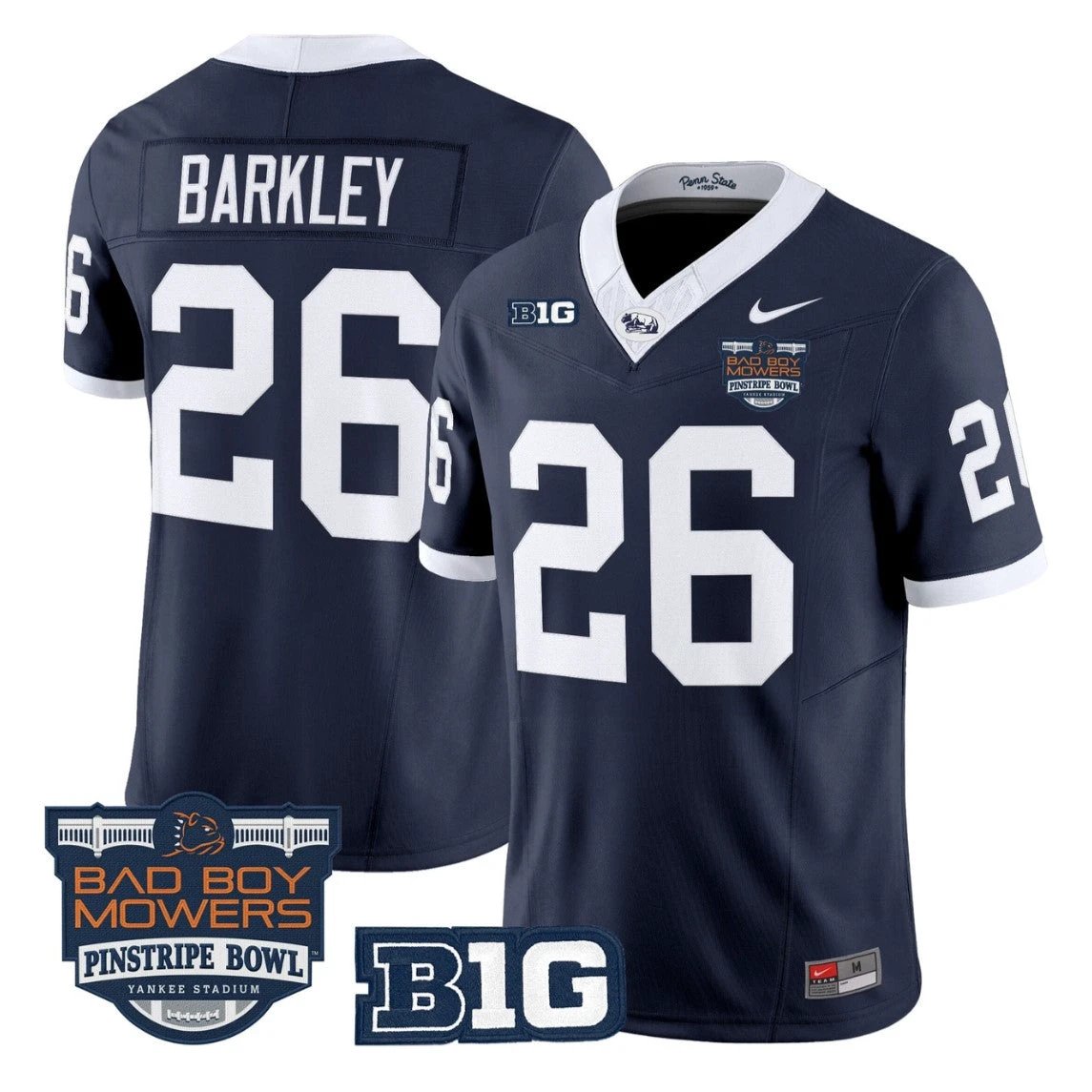 Saquon Barkley Jersey #26 Penn State Throwback Pinstripe Bowl Stitched by My Store NCAA Football Jerseys