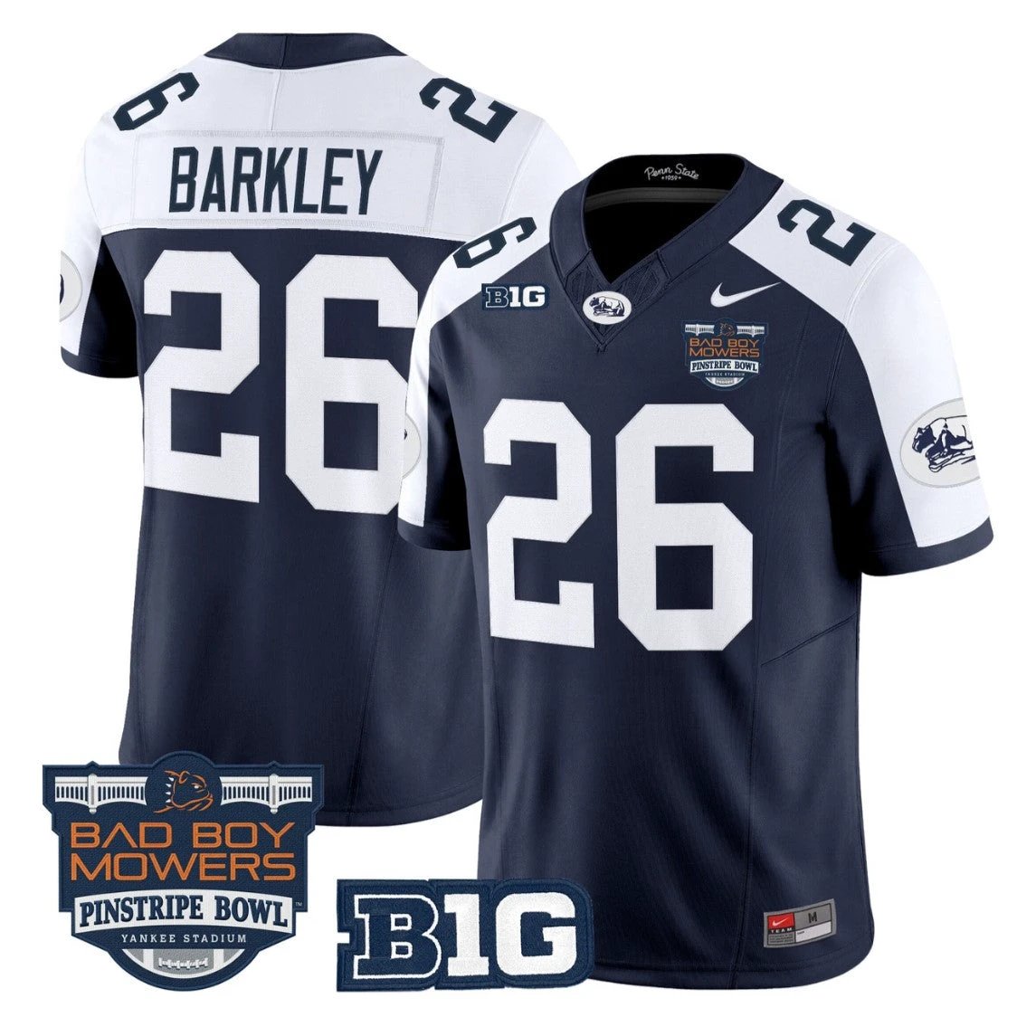 Saquon Barkley Jersey #26 Penn State Throwback Pinstripe Bowl Stitched by My Store NCAA Football Jerseys