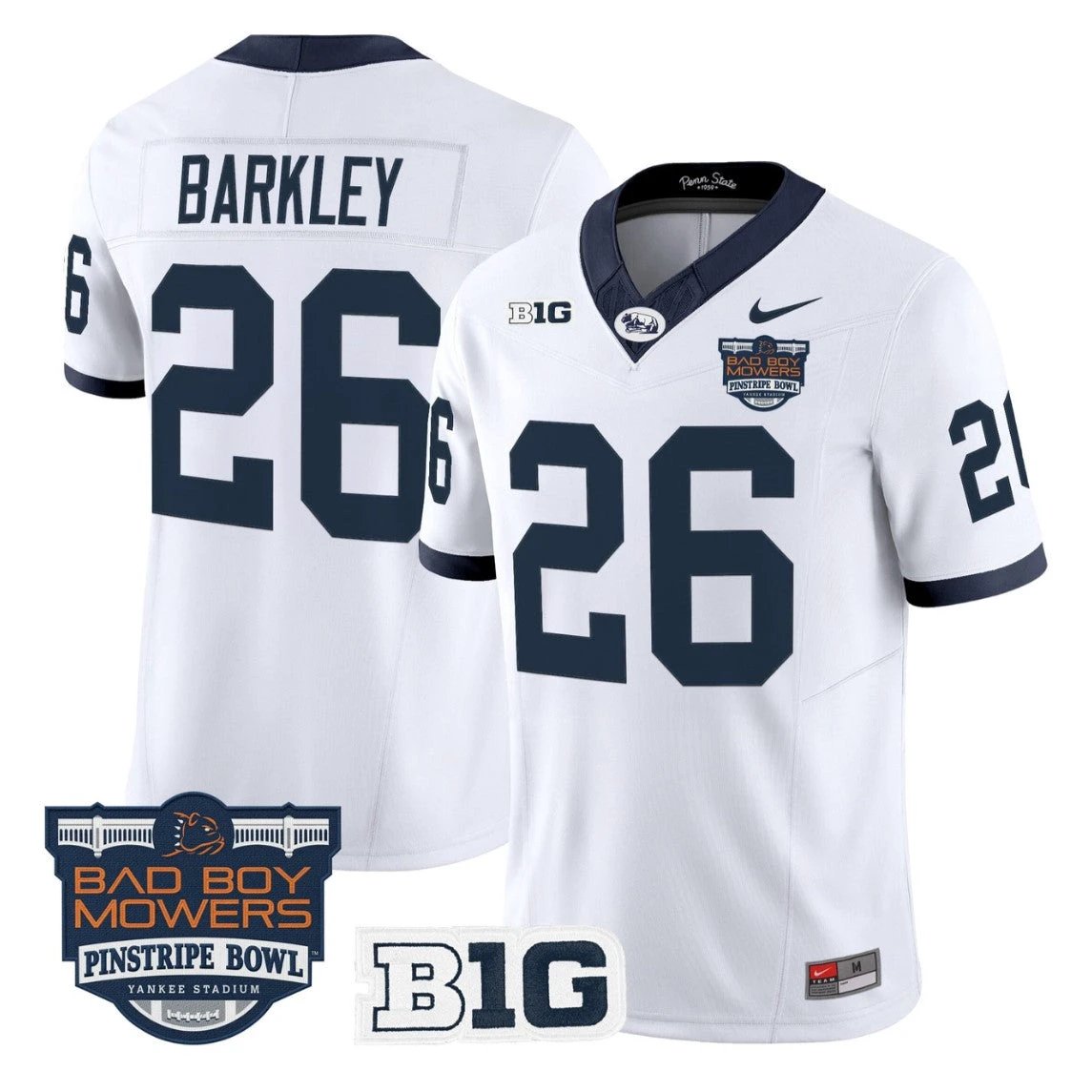 Saquon Barkley Jersey #26 Penn State Throwback Pinstripe Bowl Stitched by My Store NCAA Football Jerseys