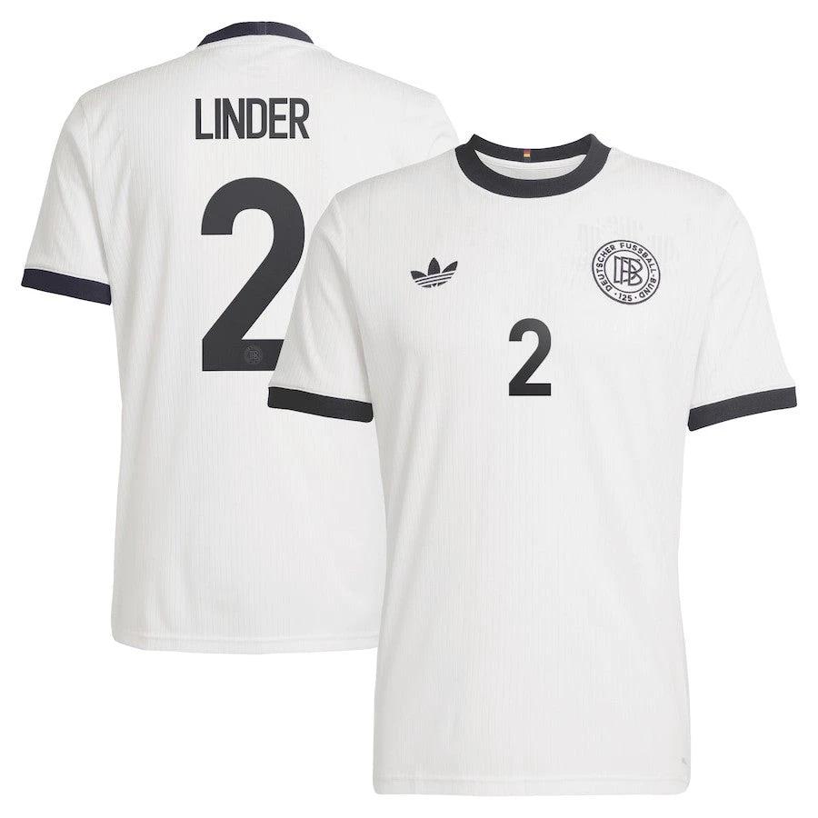 Sarai Linder 2 Germany National Team 125th Anniversary Men Jersey – White by Soccer Jersey