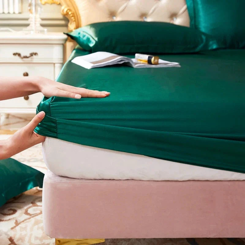 Silk Satin Elastic Fitted Sheet with FREE* Silk Satin Pillowcases Bowlift by Bowlift
