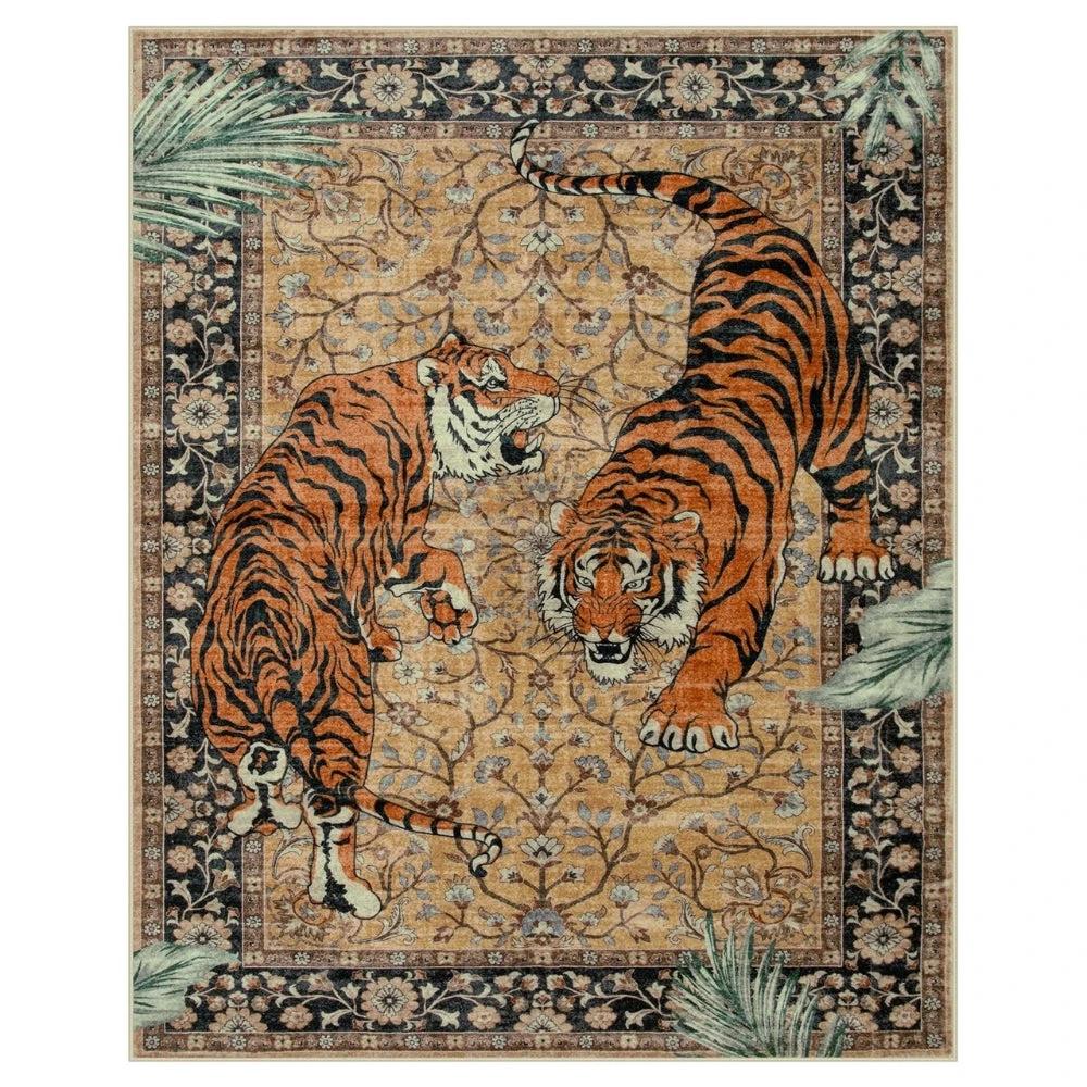 Savage Grace Tiger Tapestry Carpet Rug by Casa & Beyond