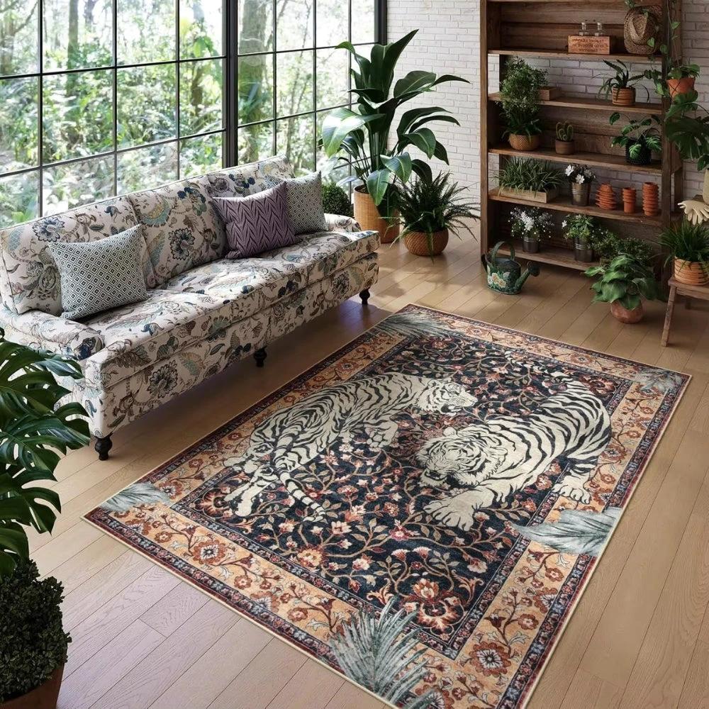 Savage Grace Tiger Tapestry Carpet Rug by Casa & Beyond