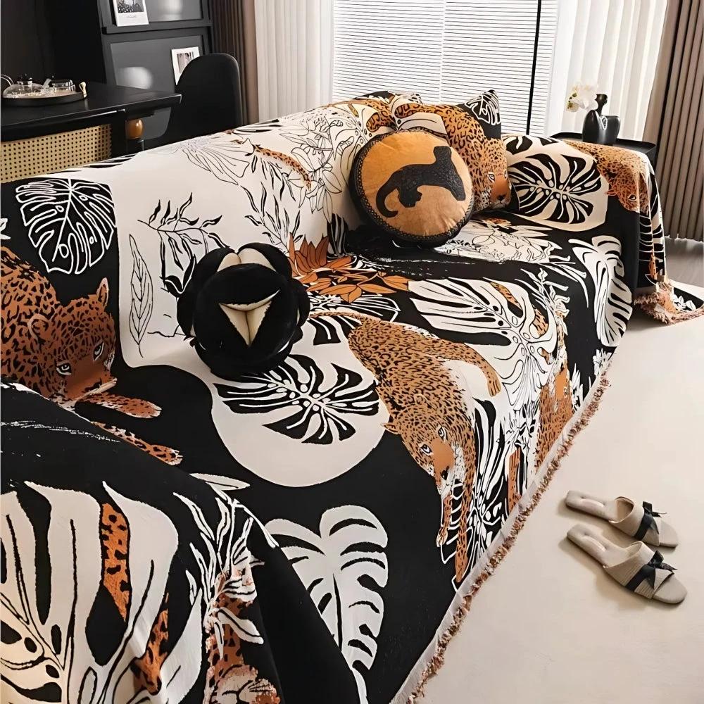 Savara Leopard Sofa Throw Blanket by Casa & Beyond