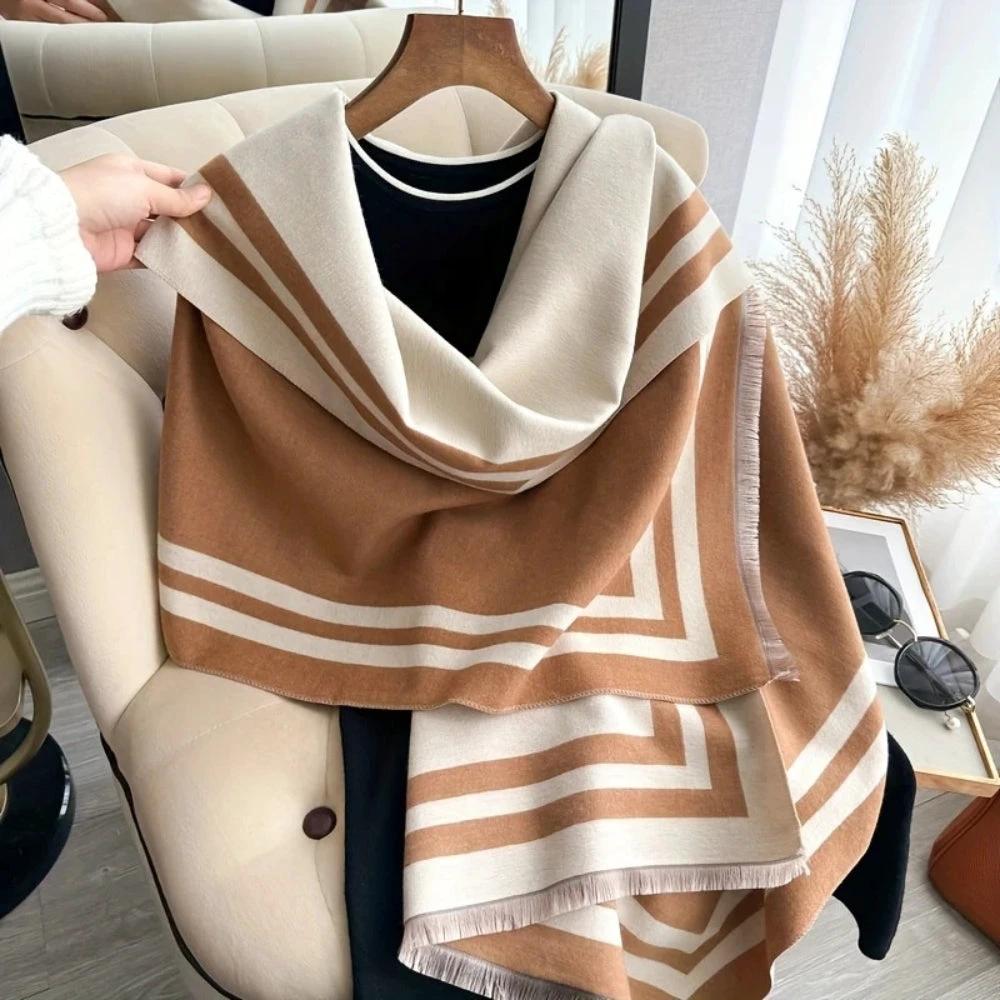 Savéra Striped Double-Sided Poncho Scarf by Casa & Beyond