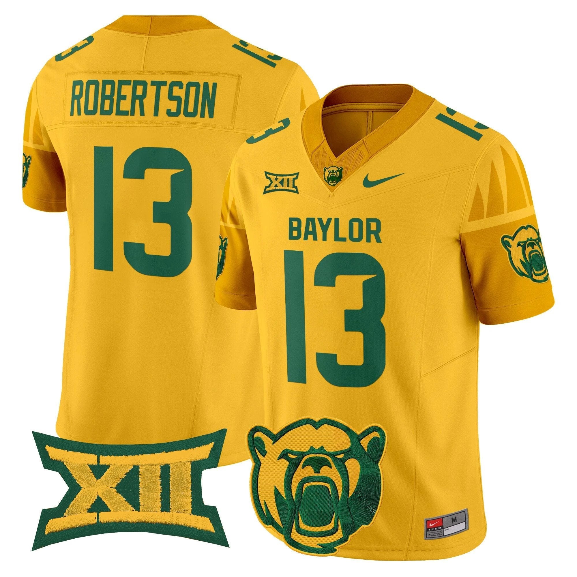 Sawyer Robertson Jersey #13 Baylor Bears 2025 V2 Vapor Stitched Gold by NCAA Football Jersey