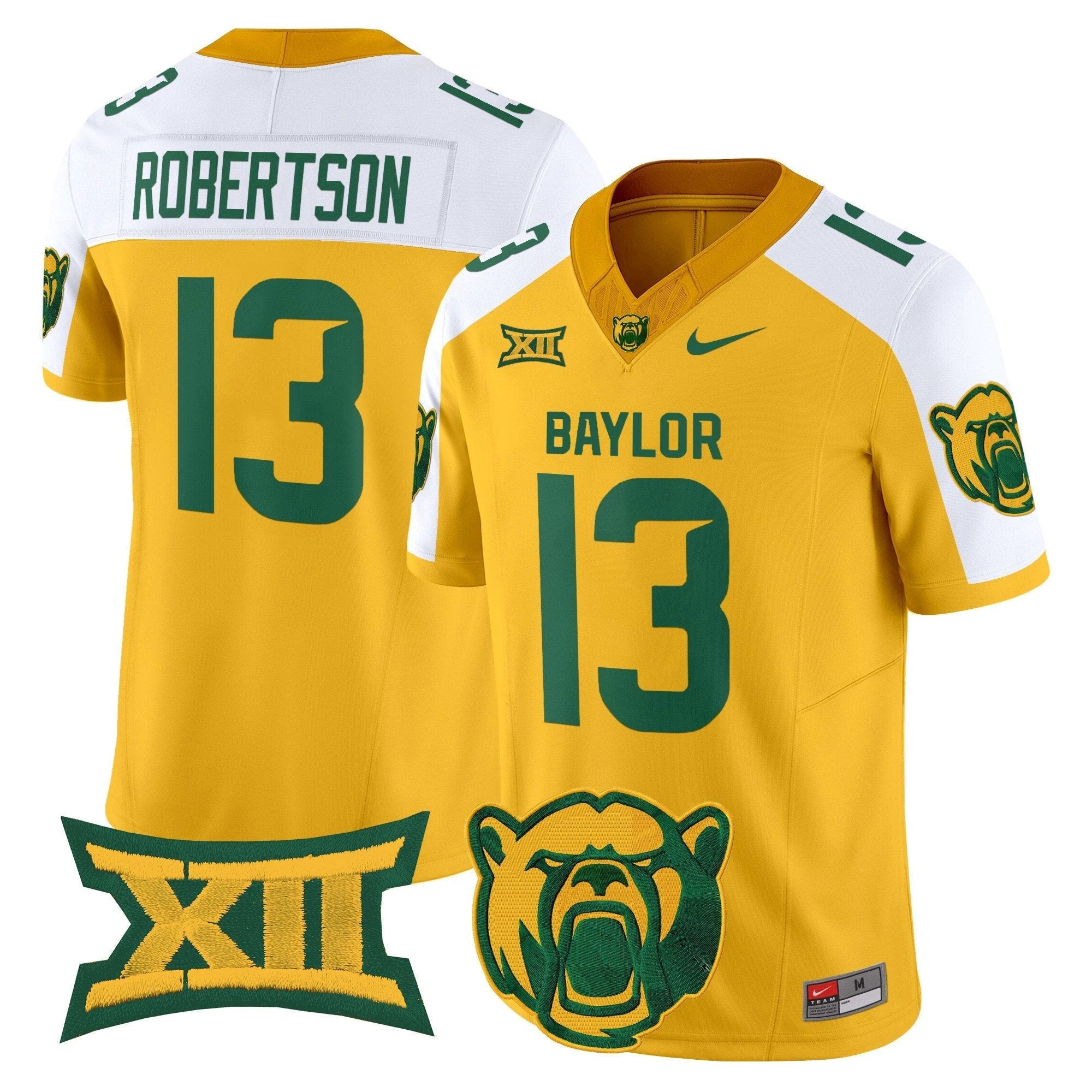 Sawyer Robertson Jersey #13 Baylor Bears 2025 V2 Vapor Stitched Gold Alternate by NCAA Football Jersey