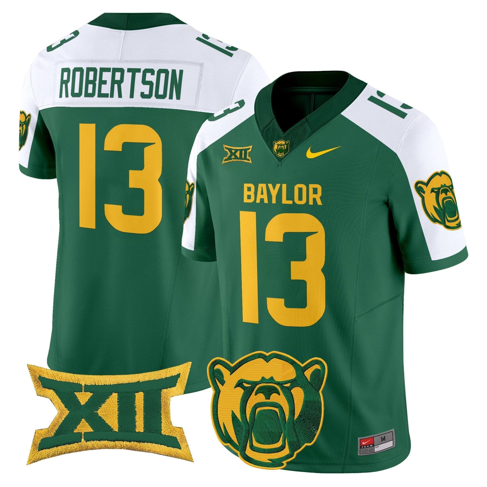 Sawyer Robertson Jersey #13 Baylor Bears 2025 V2 Vapor Stitched Green Alternate by NCAA Football Jersey