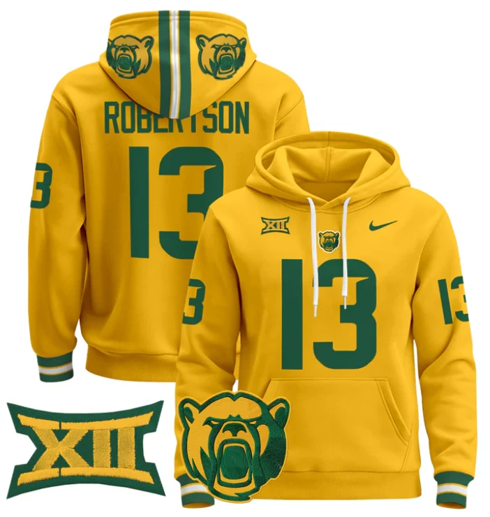 Sawyer Robertson Hoodie #13 Baylor Bears 2024 Pullover Stitched by Hoodie Pullover