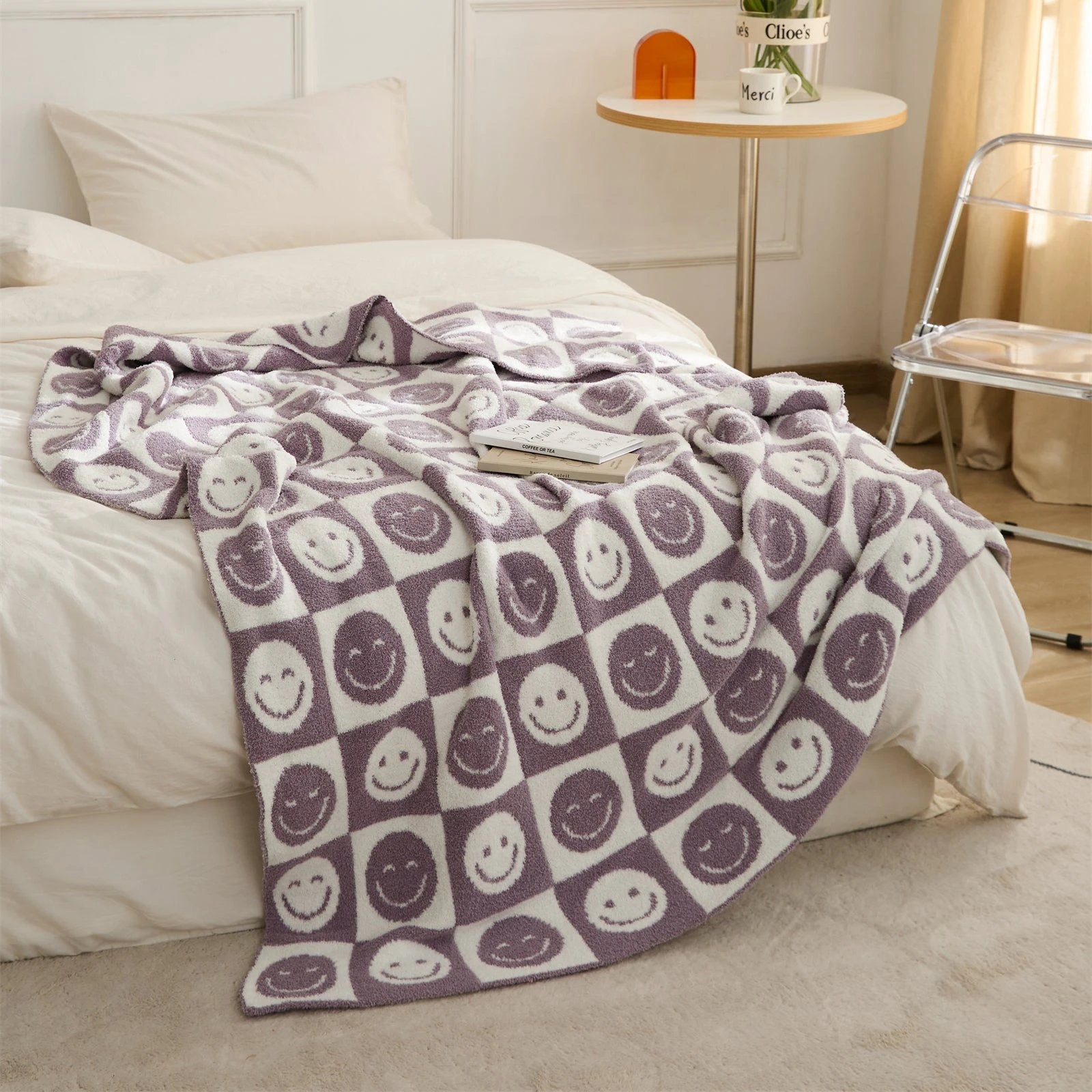 Smiley Checkered Blanket by Bowlift