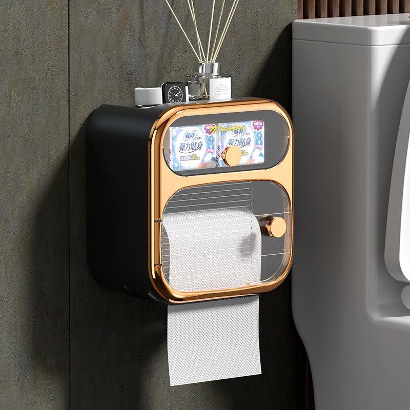 MultiBox Wall-Mounted Toilet Paper Towel Storage Box by BowLift
