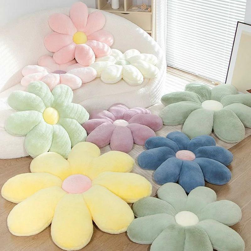 Fluffy Daisy Cushion - Pastel by Bowlift