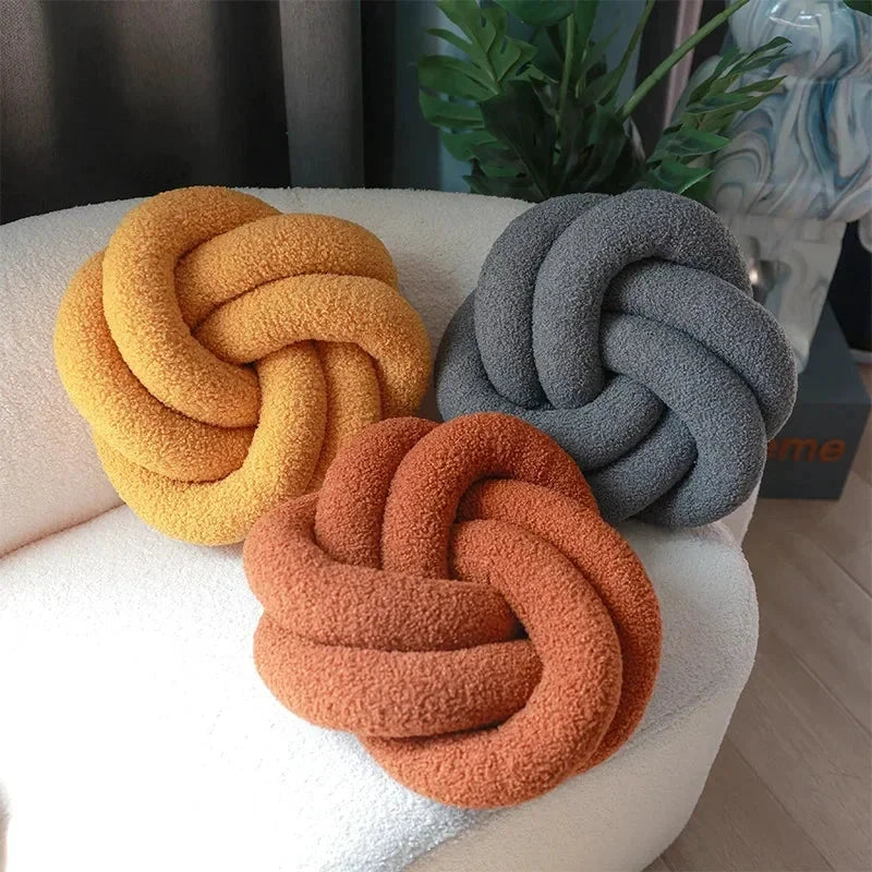 Nordic Cotton Boucle Knot Pillow by Bowlift