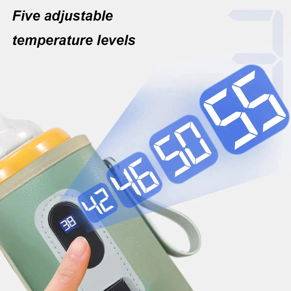 WarmEasy Portable Bottle Warmer – USB Rechargeable with Digital Display by BowLift