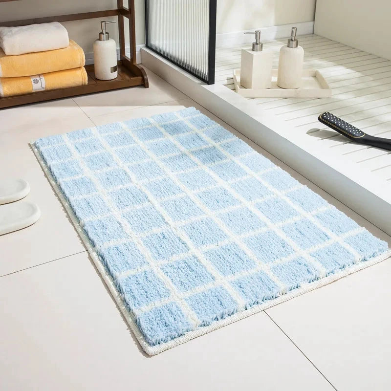 Modern Grid Tufted Bath Mat by Bowlift