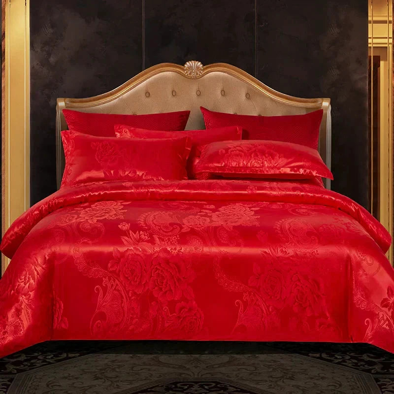 Satin Rayon Jacquard Duvet Cover Set 264x229cm – Luxury Summer Bedding for Comfortable Sleep & Home Décor by BowLift