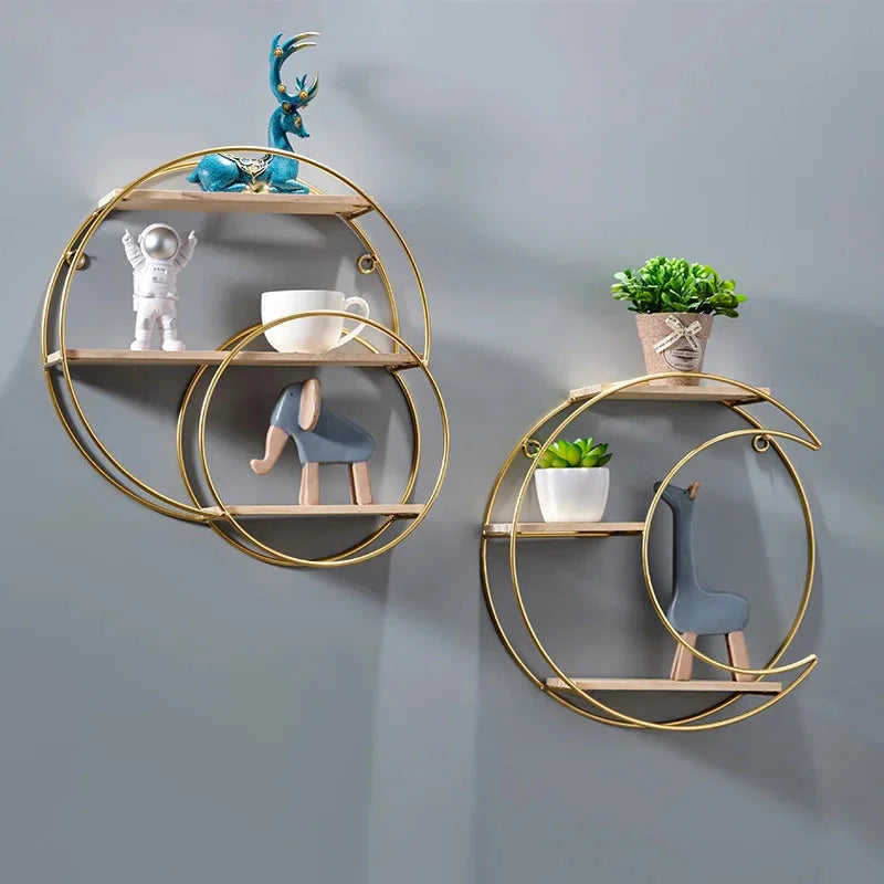 NordicWave Double Circle Wall Shelf – Scandinavian Floating Shelf for Home Décor & Storage by BowLift