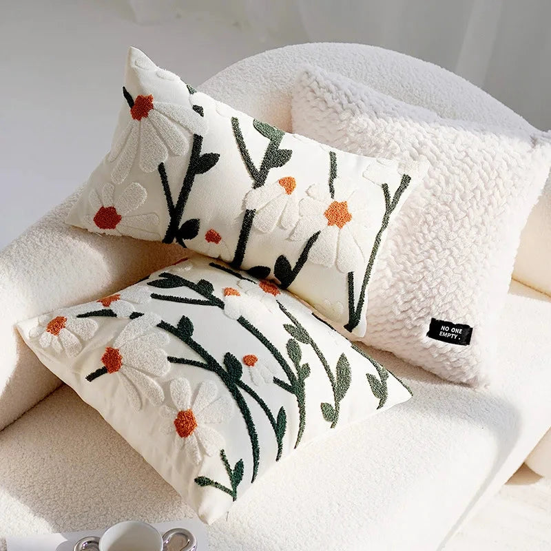 Blue & White Bunny & Flower Cushion Cover by Bowlift