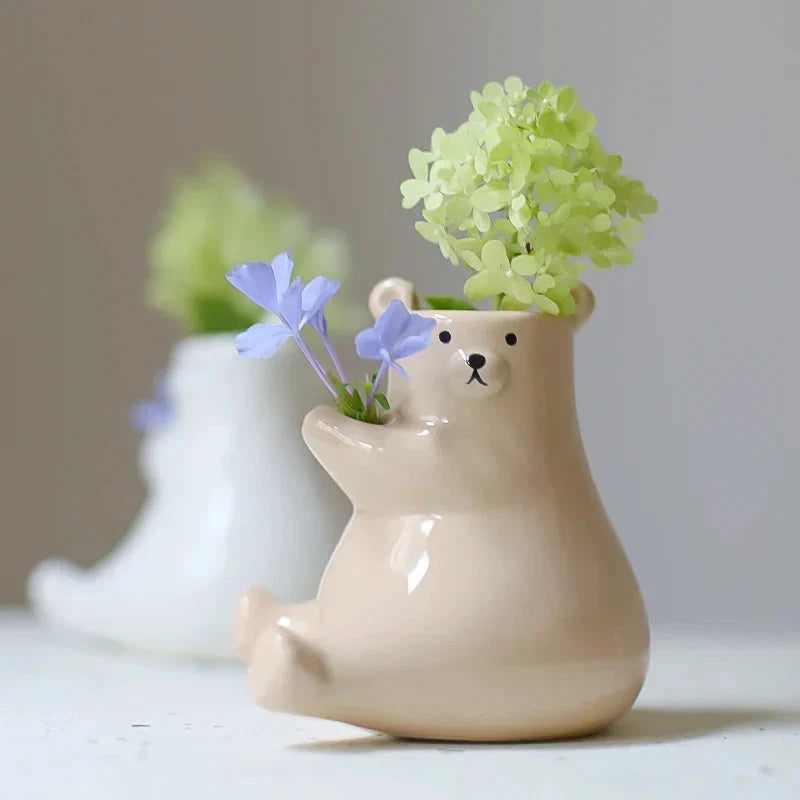 Bear with Flower Vase by Bowlift