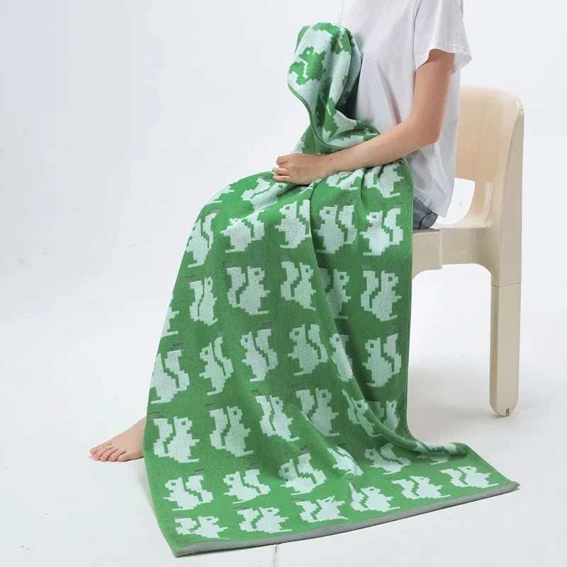 Reversible Animal Print Cotton Towel by Bowlift