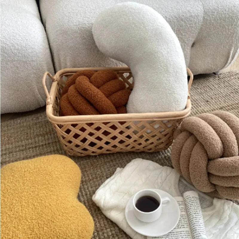 Nordic Bouclé Abstract Cushion – Minimalist Plush Pillow by Bowlift