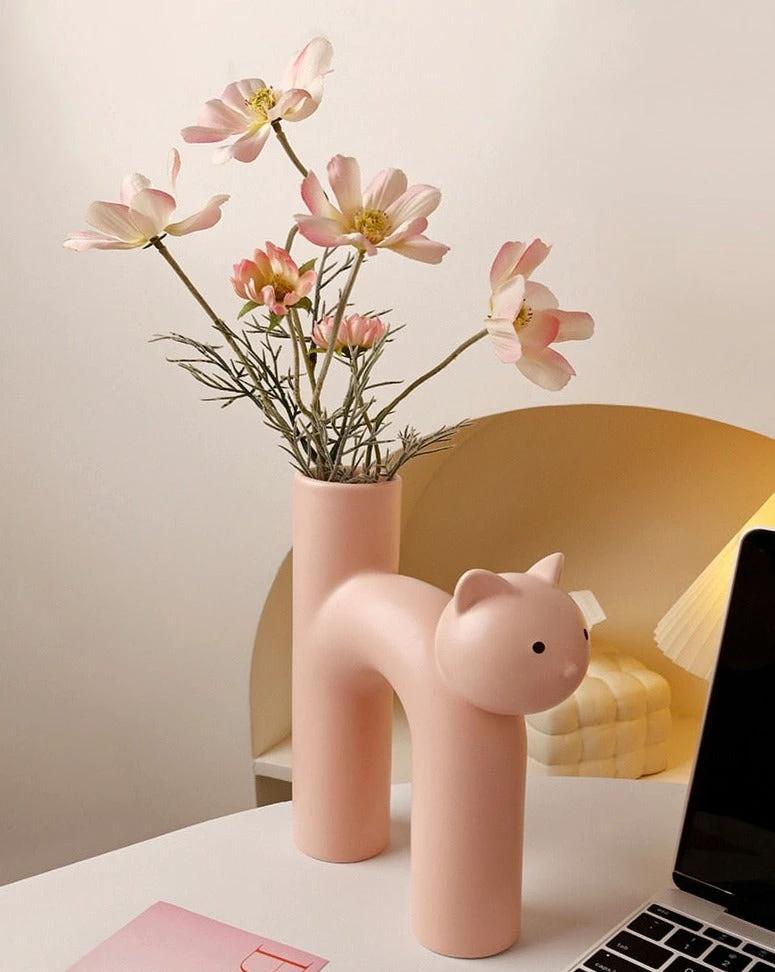 Ceramic Cat Vase by Bowlift