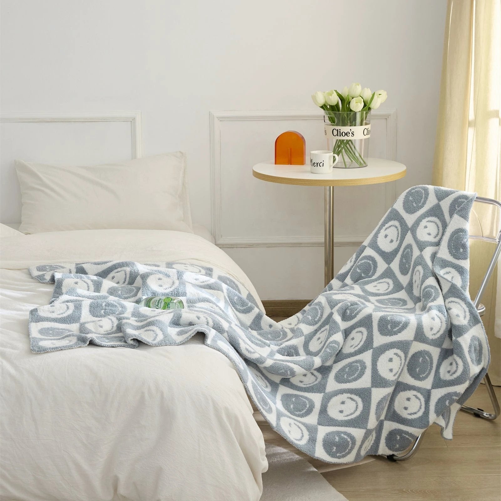 Smiley Checkered Blanket by Bowlift