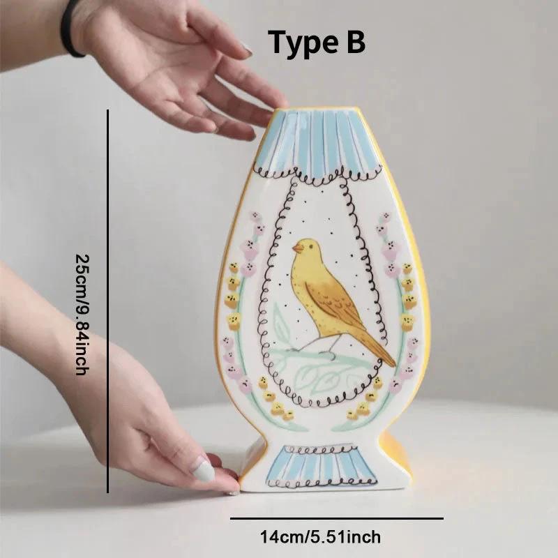 Vintage Illustration Ceramic Vase by Bowlift