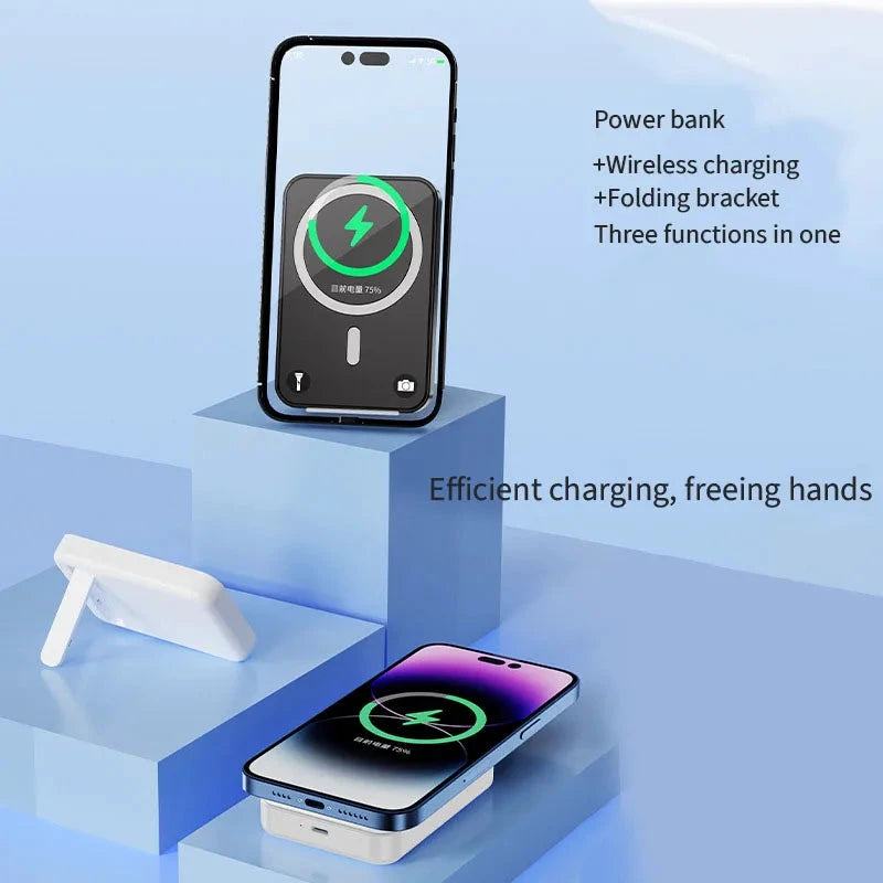 Magnetic Wireless Power Bank with Kickstand by BowLift