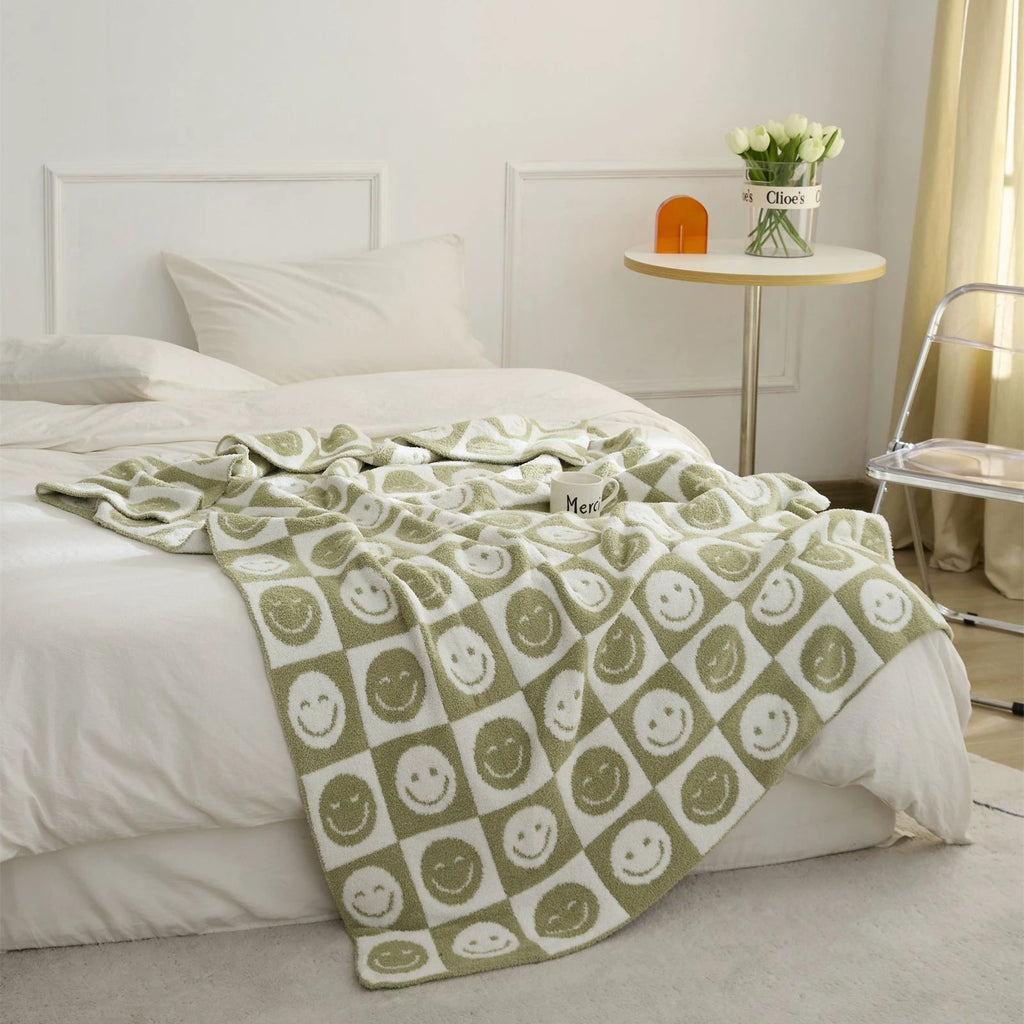 Smiley Checkered Blanket by Bowlift