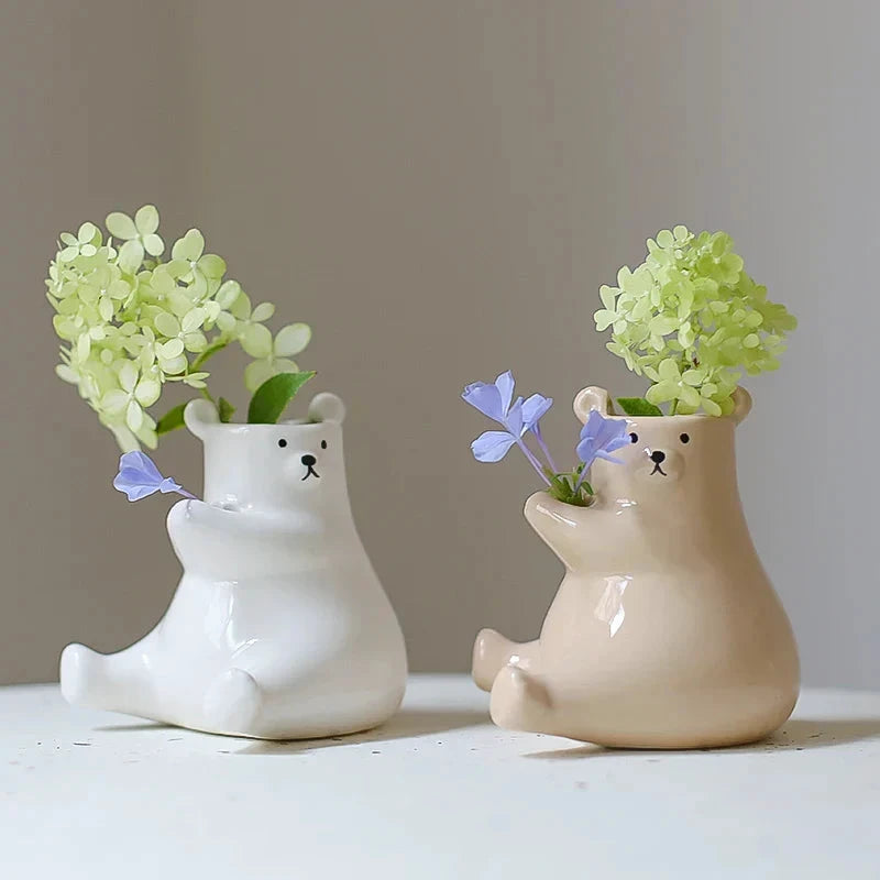 Bear with Flower Vase by Bowlift