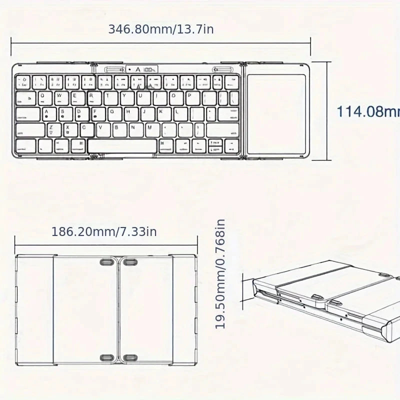 Foldable RGB Wireless Built-in Touchpad Backlit Travel Keyboard by BowLift