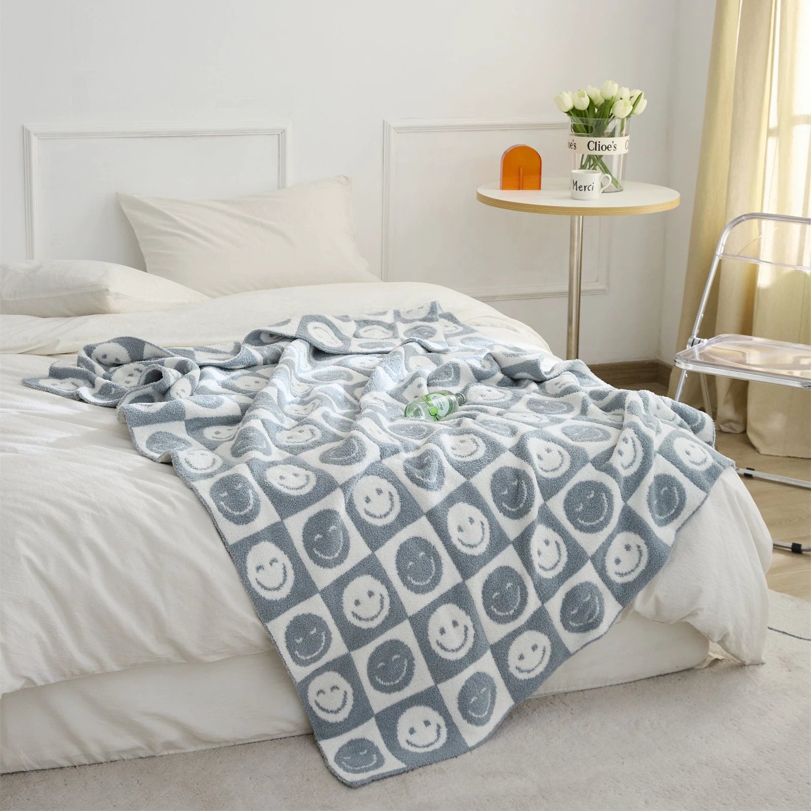 Smiley Checkered Blanket by Bowlift