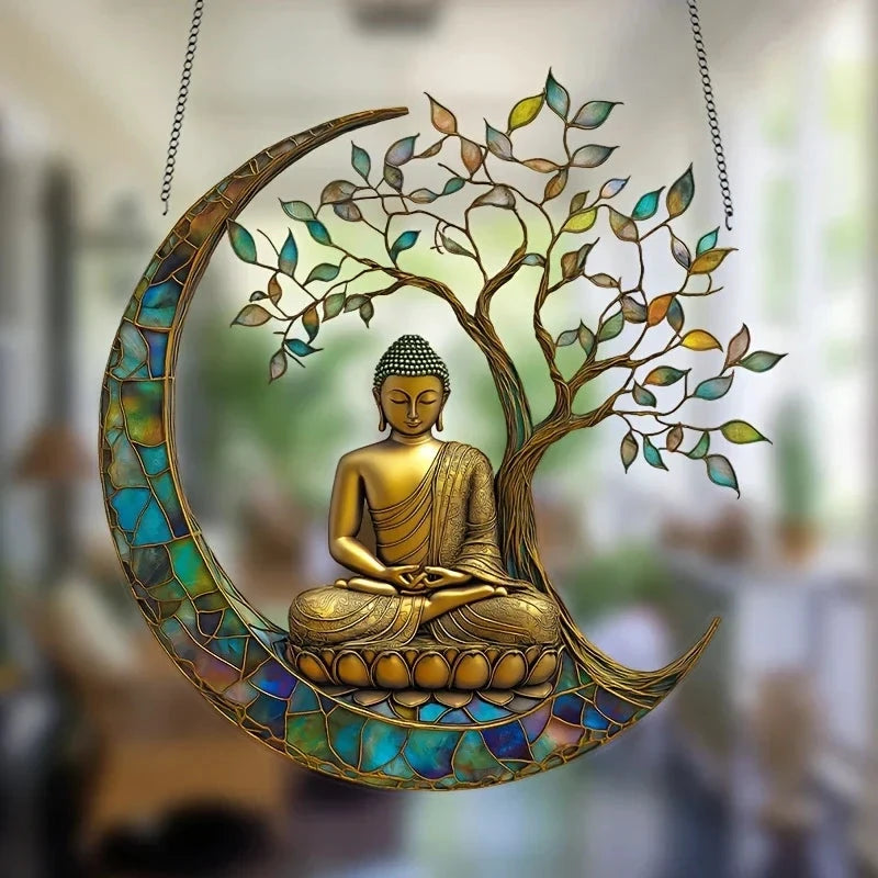 Acrylic Sun Catcher ZenLight | 2D Buddha Decor | Window & Home Accessory | Spiritual Room Design by BowLift