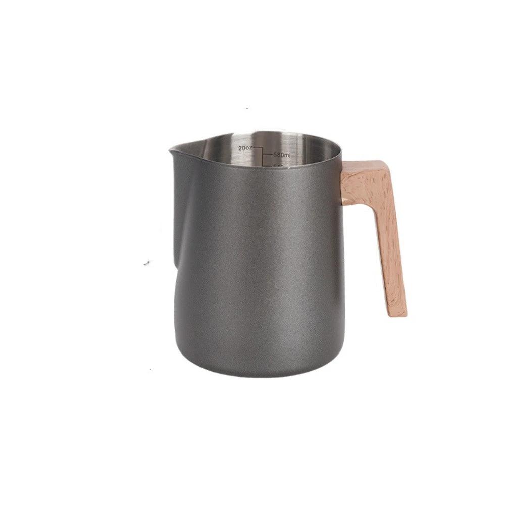 Scandinavian Wood Handle Stainless Milk Pitcher by Casa & Beyond