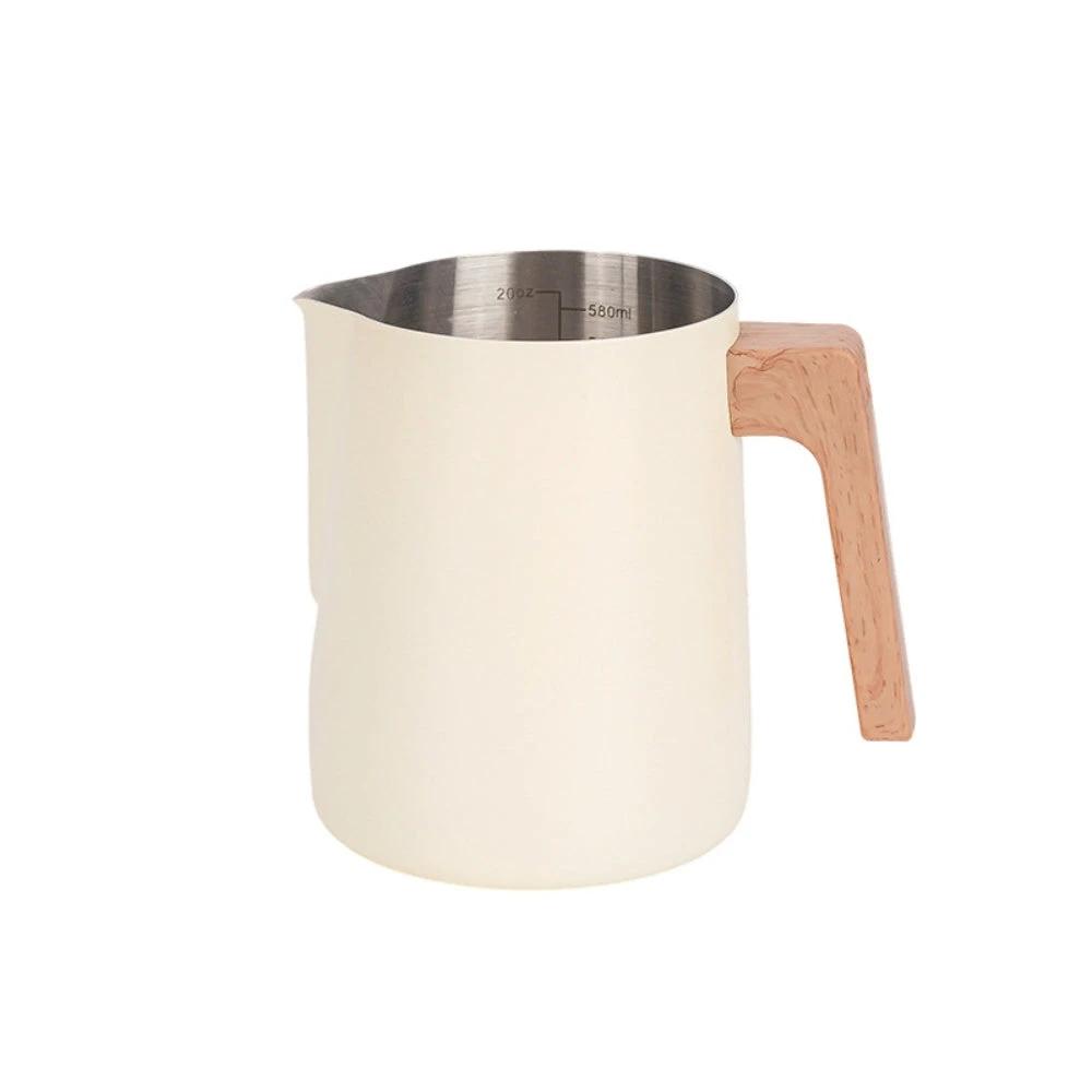 Scandinavian Wood Handle Stainless Milk Pitcher by Casa & Beyond
