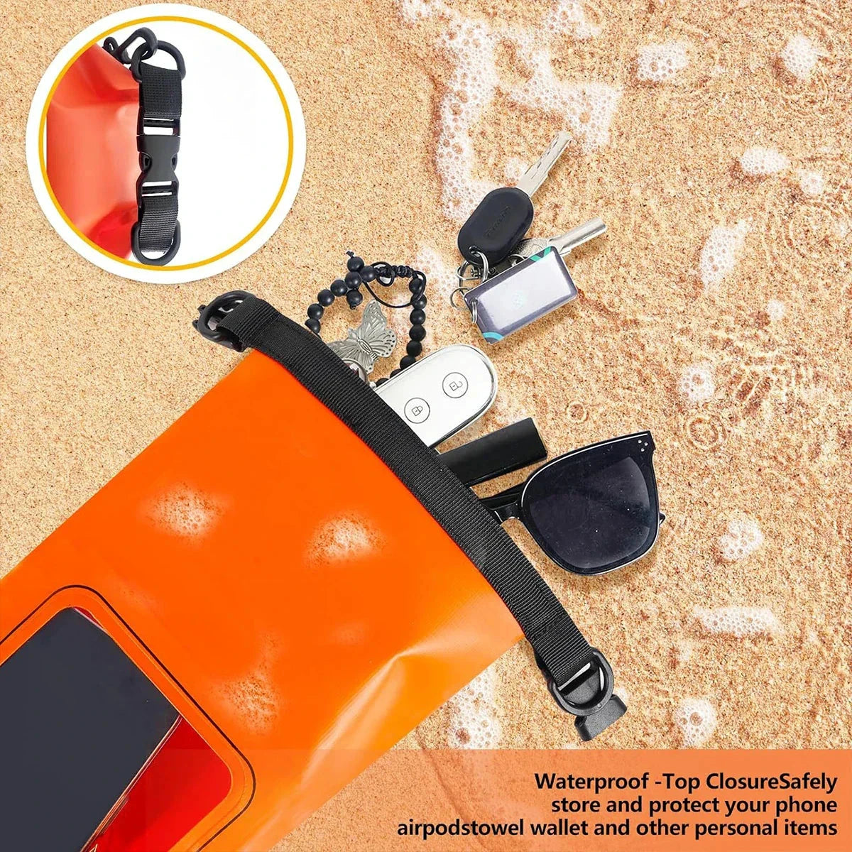 AquaVault Waterproof Dry Bag 2L | With Touchscreen Window | Outdoor Bag for Kayaking, Trekking & Water Sports by BowLift