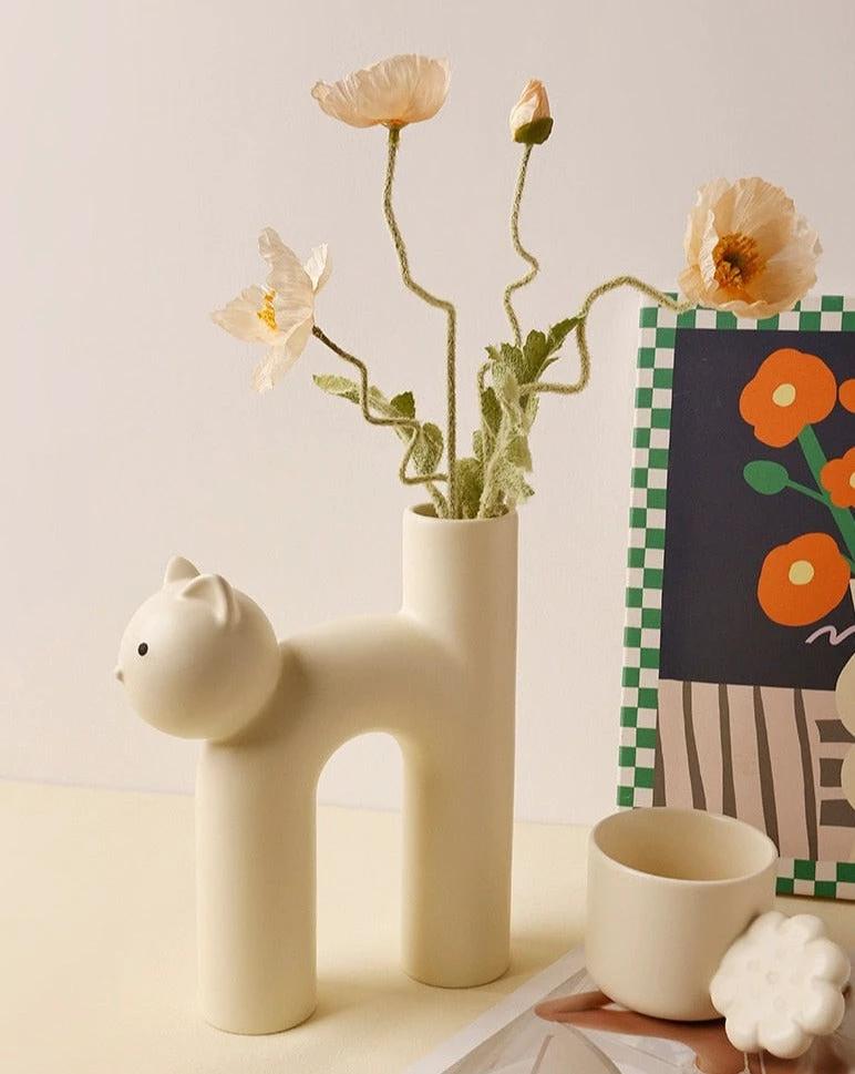 Ceramic Cat Vase by Bowlift