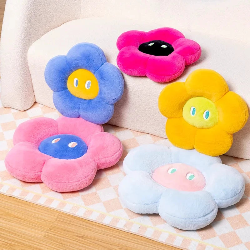 Fluffy Flower Cushion with Eyes by Bowlift